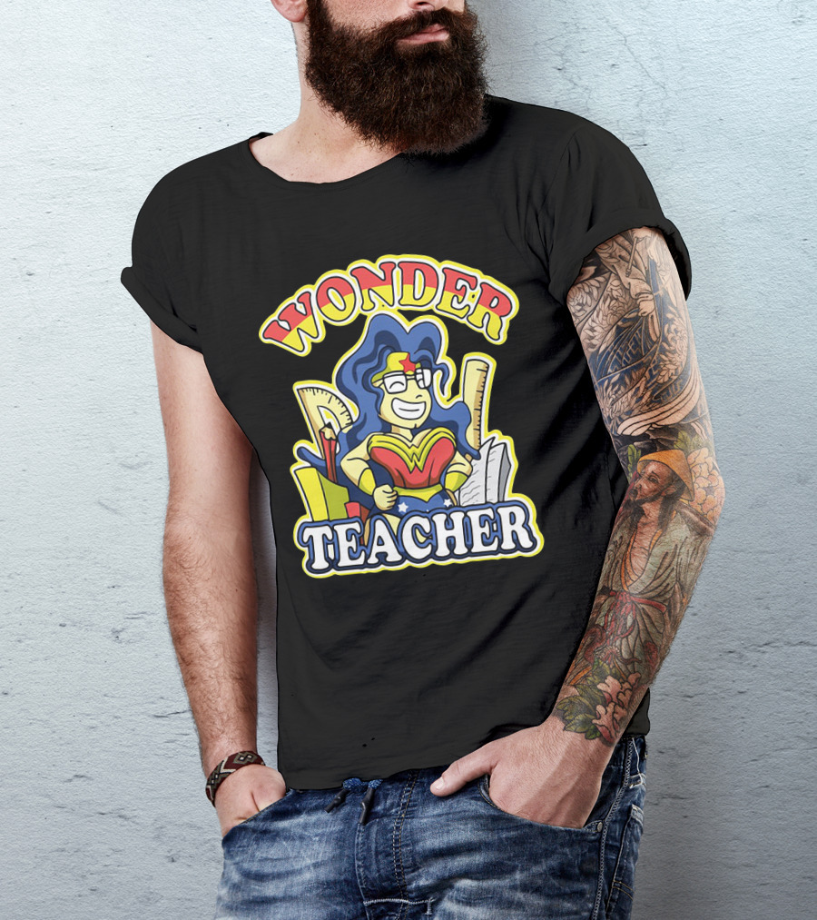Wonder Teacher Superhero Parody With Classroom Tools T-Shirt