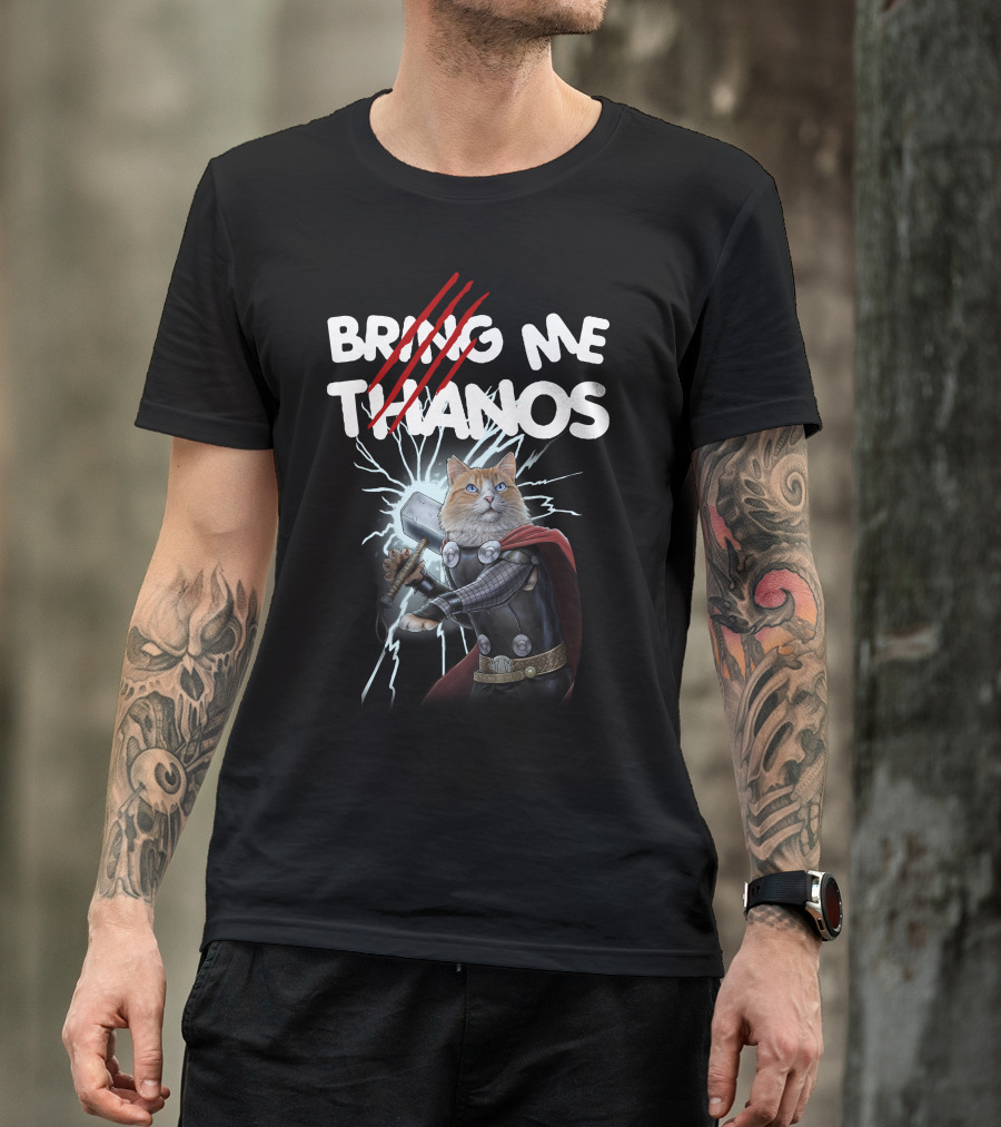 Bring Me Thanos Cat With Hammer And Lightning T-Shirt