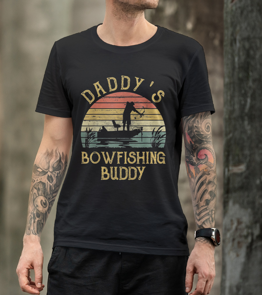 Daddy's Bowfishing Buddy Sunset Boat Adventure T-Shirt