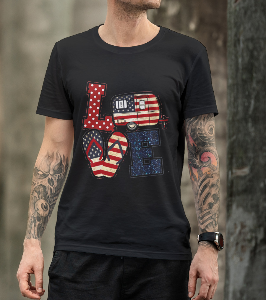 Love Bigfoot Camping USA Camper T-Shirt