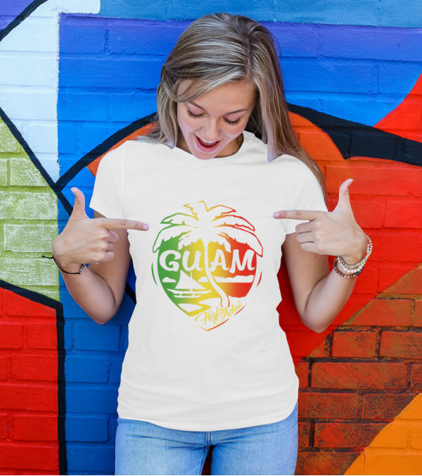 Guam Flag Islanders Pride Guamanian Chamorro History Hafa Adai Palm Tree Iconic T-Shirt