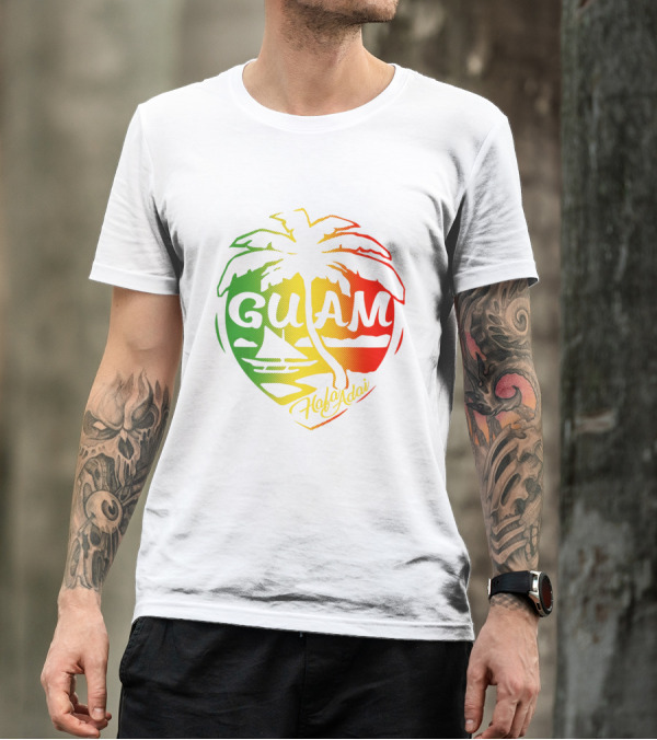 Guam Flag Islanders Pride Guamanian Chamorro History Hafa Adai Palm Tree Iconic T-Shirt