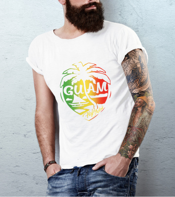 Guam Flag Islanders Pride Guamanian Chamorro History Hafa Adai Palm Tree Iconic T-Shirt