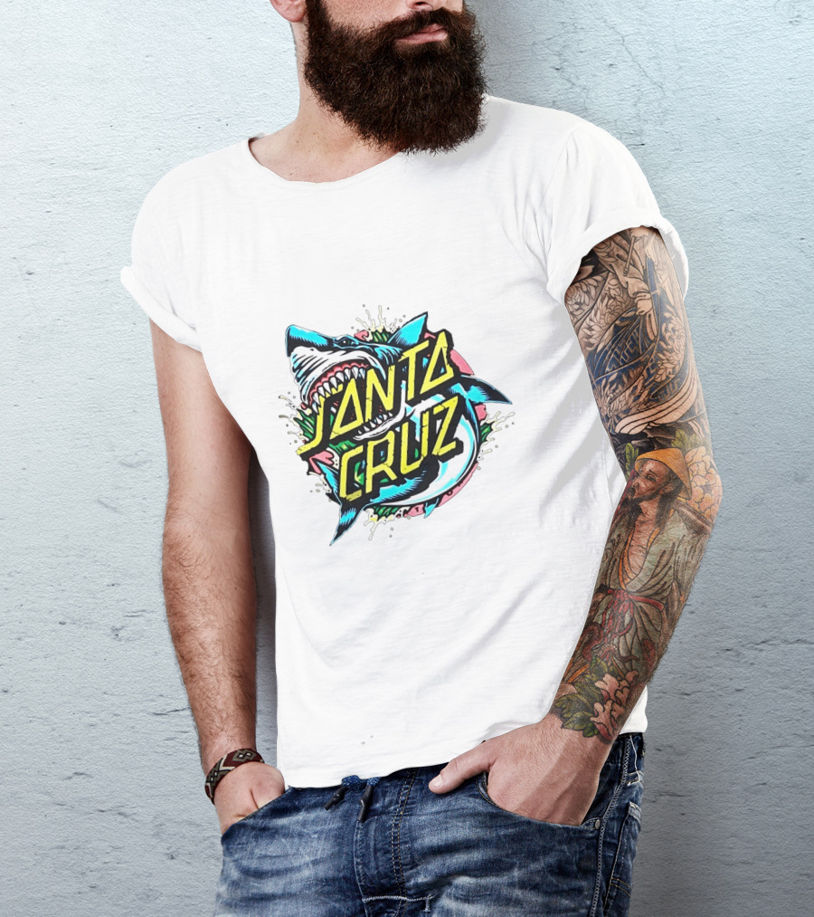 Santa Cruz Fierce Shark Graphic With Dynamic Text Burst T-Shirt