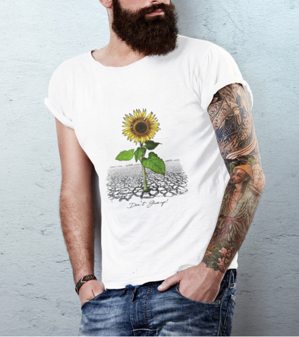 Don't Give Up Sunflower Resilient Bloom Amidst Cracked Earth T-Shirt