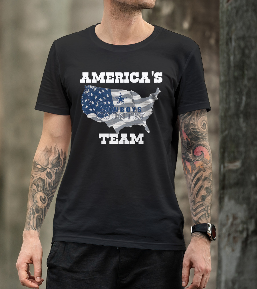 America's Cowboys Country Team USA Flag Map Star T-Shirt