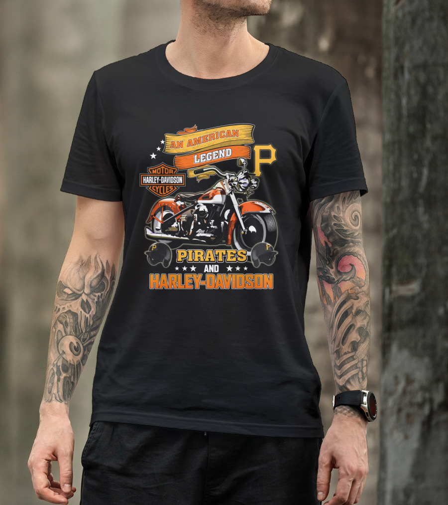 An American Legend Pirates And Harley Davidson Motorcycles T-Shirt