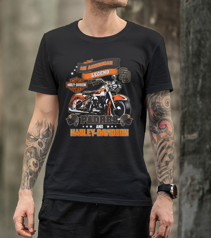 San Diego Padres Harley Davidson An American Legend T-Shirt