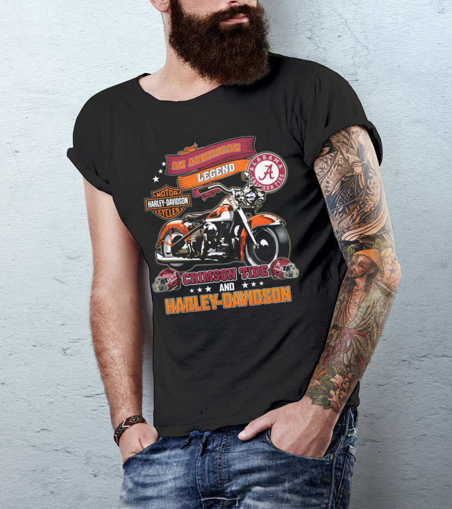 An American Legend Alabama Crimson Tide Harley Davidson Motorcycles T-Shirt