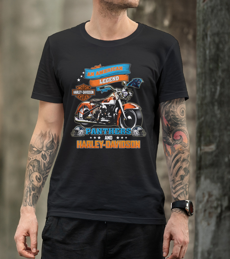 An American Legend Panthers And Harley Davidson Motor Cycles T-Shirt