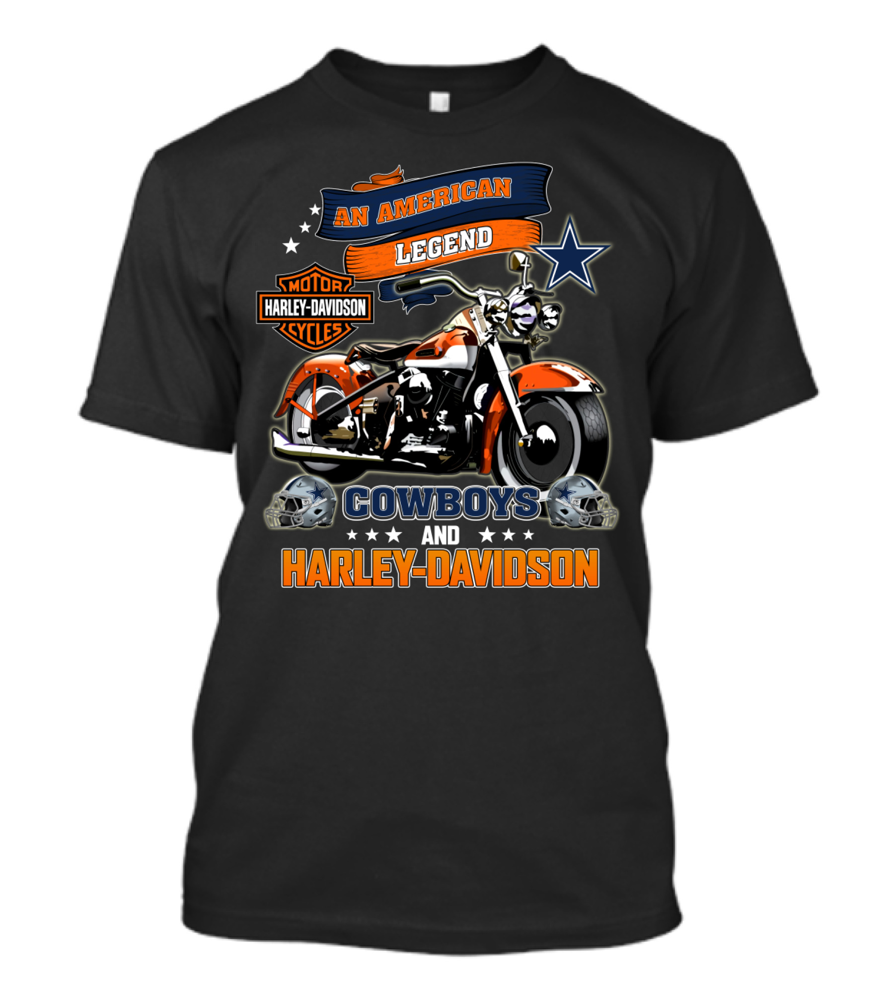 An American Legend Cowboys Harley Davidson Nfl Motor Cycles T-Shirt
