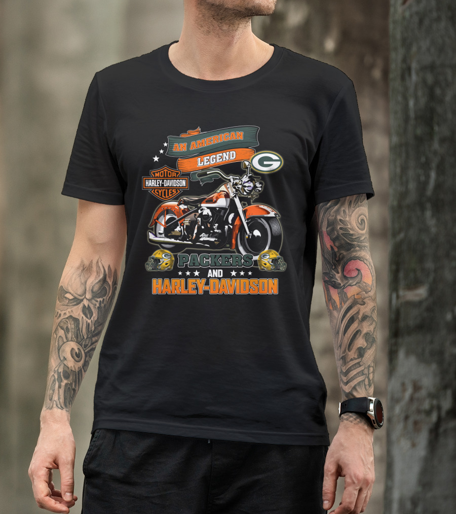 Green Bay Packers Harley Davidson An American Legend Packers And Harley Davidson T-Shirt