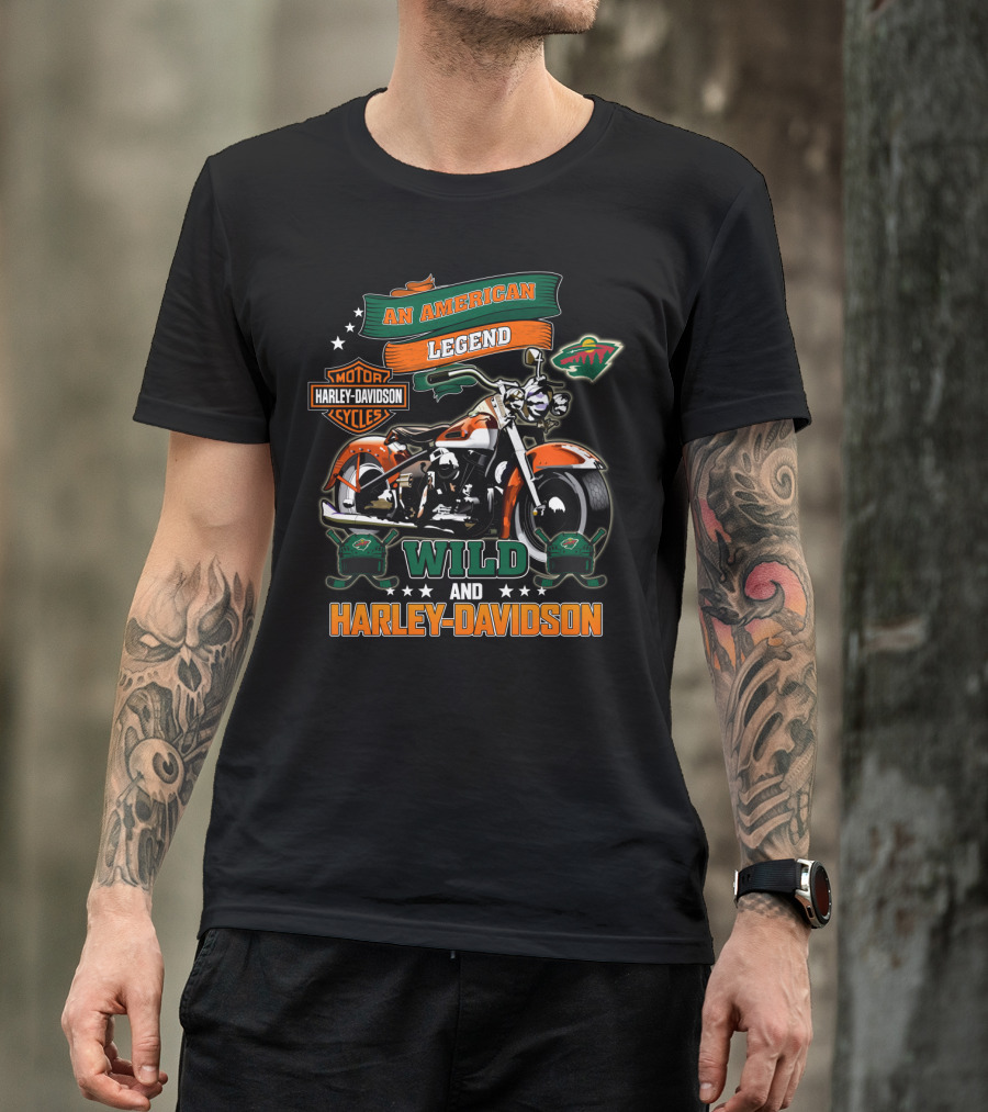 An American Legend Minnesota Wild And Harley Davidson Nhl T-Shirt