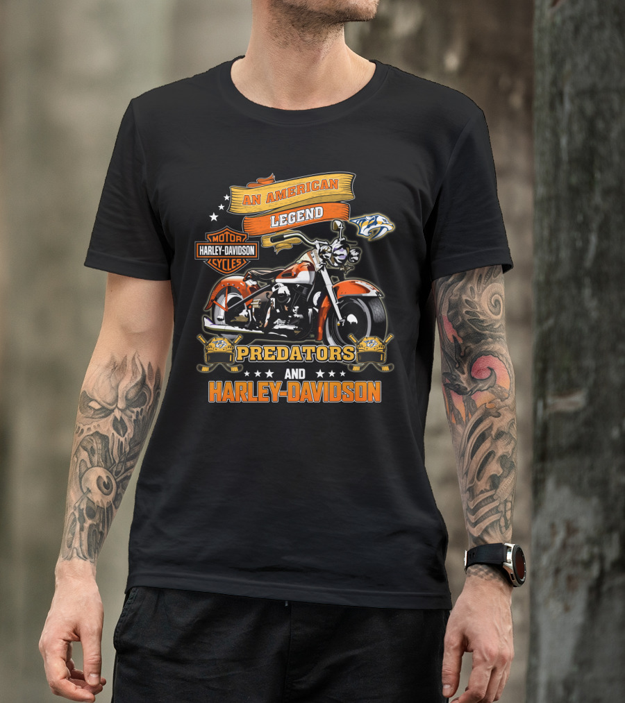 Nashville Predators And Harley Davidson An American Legend Motor Cycles T-Shirt