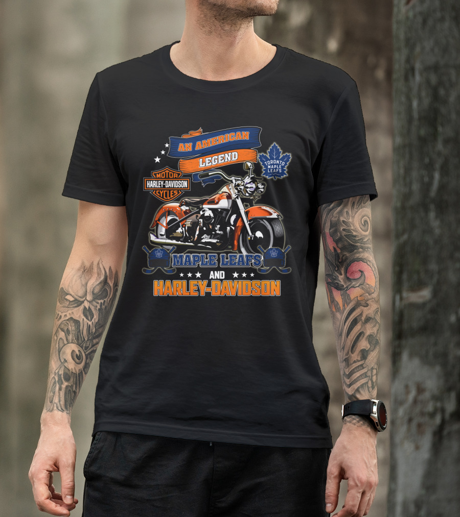 An American Legend Toronto Maple Leafs And Harley Davidson T-Shirt