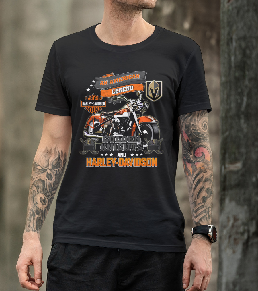 An American Legend Golden Knights And Harley Davidson Motor Cycles T-Shirt