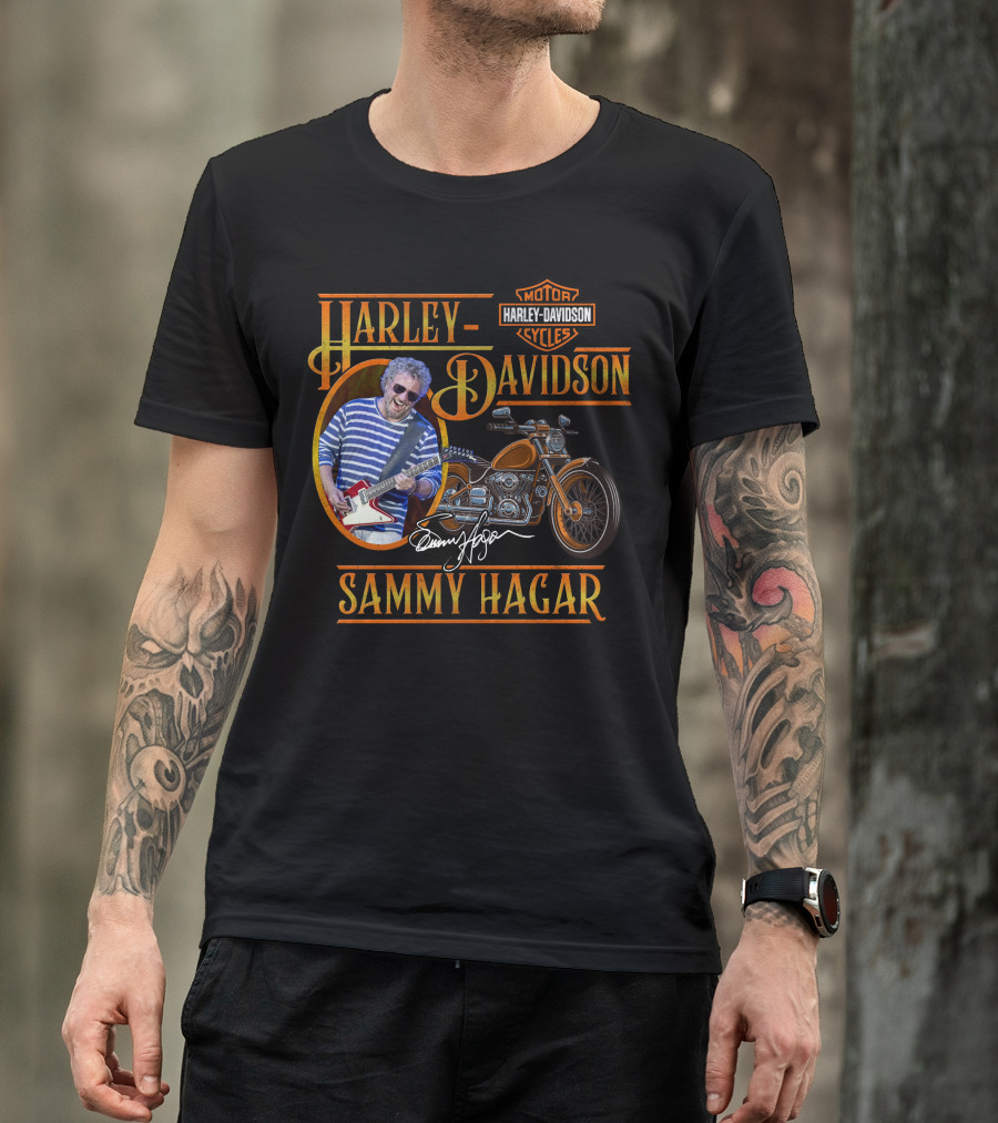 Harley Davidson Sammy Hagar Motor Cycles Signature Guitar Motorcycle T-Shirt