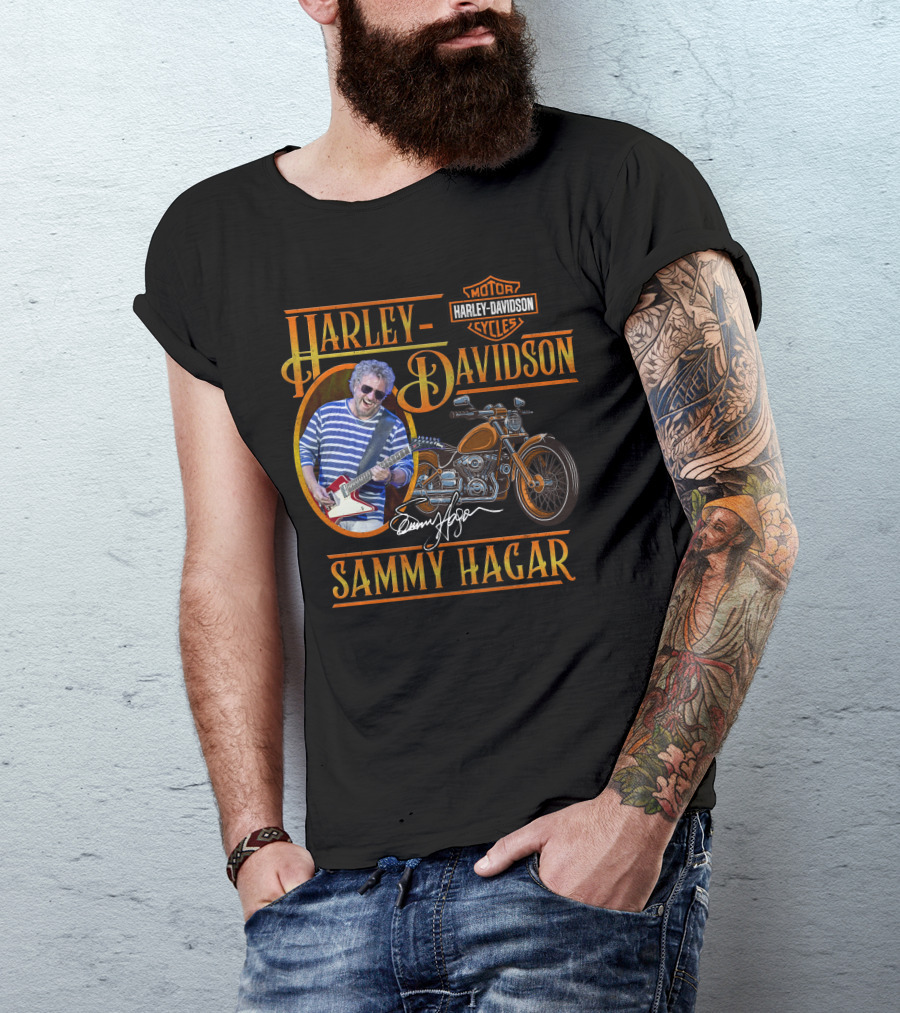 Harley Davidson Sammy Hagar Motor Cycles Signature Guitar Motorcycle T-Shirt