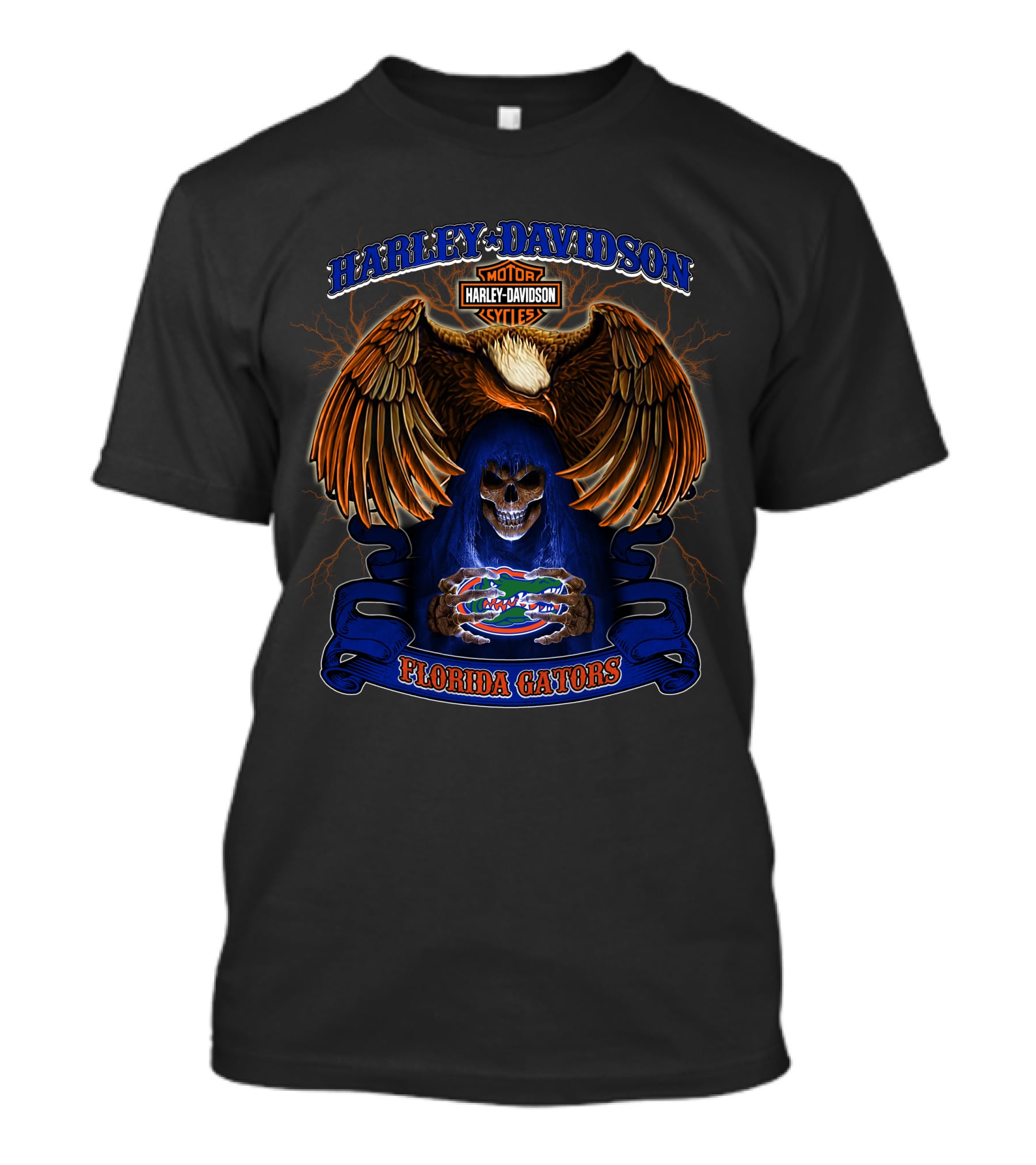 Harley Davidson Eagle Skull Florida Gators Ncaa T-Shirt