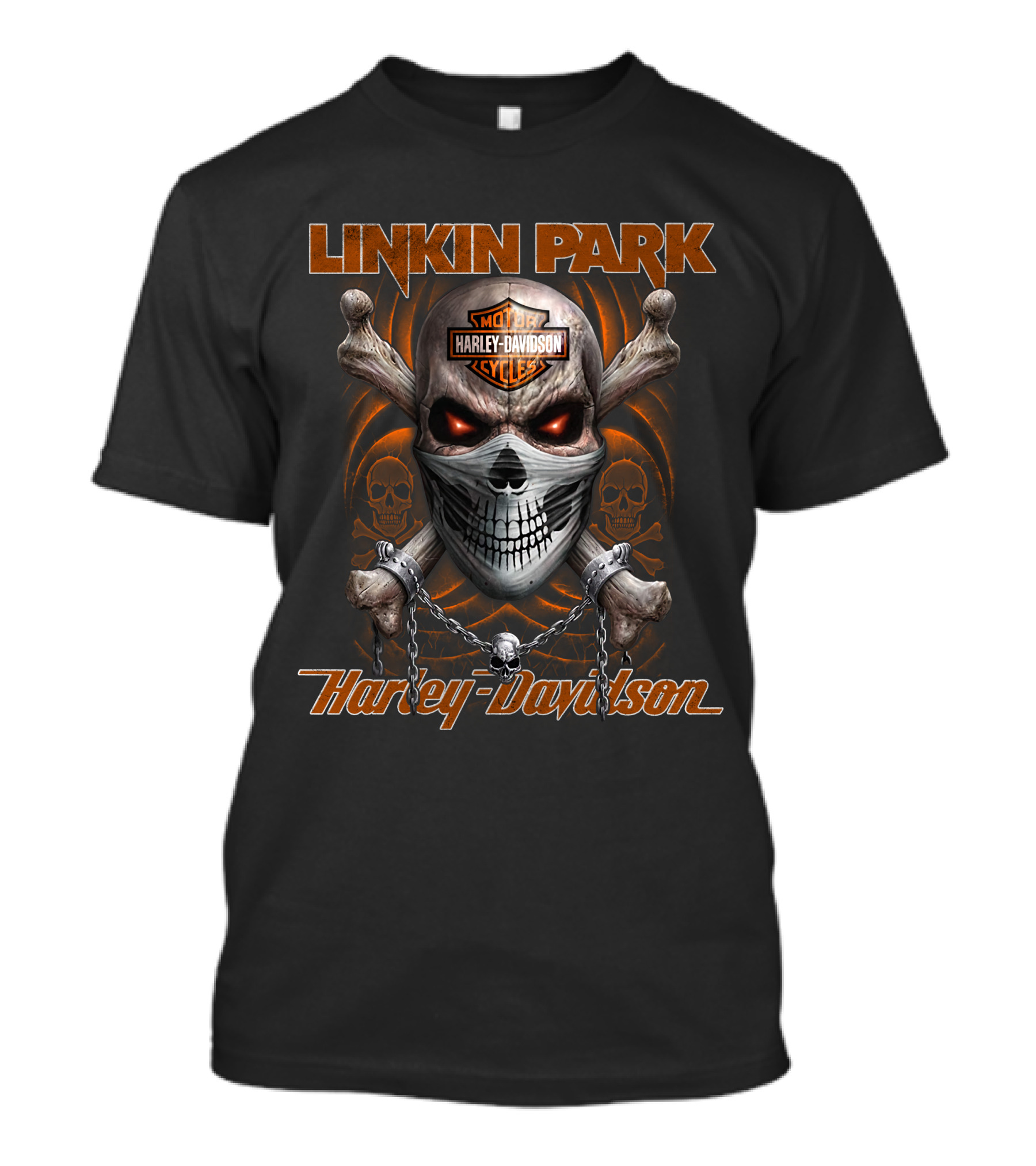 Linkin Park Harley Davidson Motorcycles Skull Chains T-Shirt