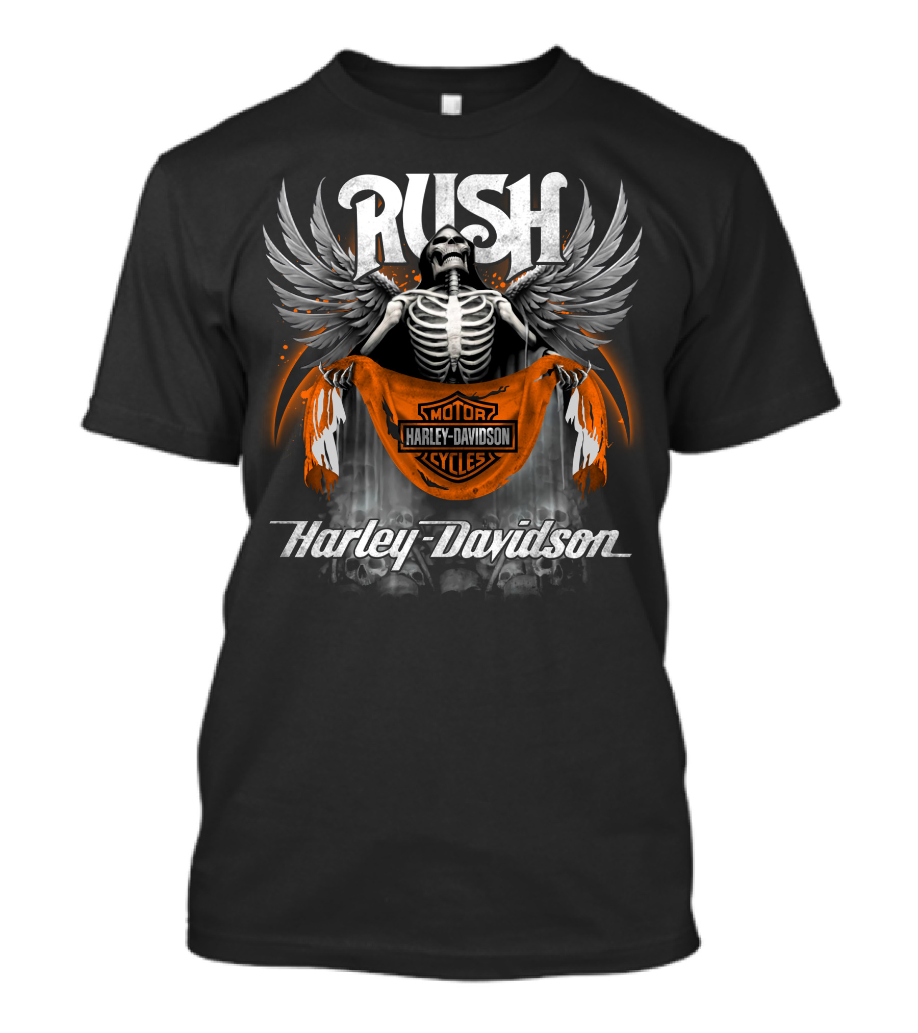 Rush Harley Davidson Motorcycles Skeleton Wings T-Shirt