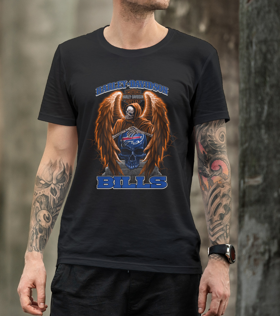 Harley Davidson Bills Nfl Motor Cycles T-Shirt