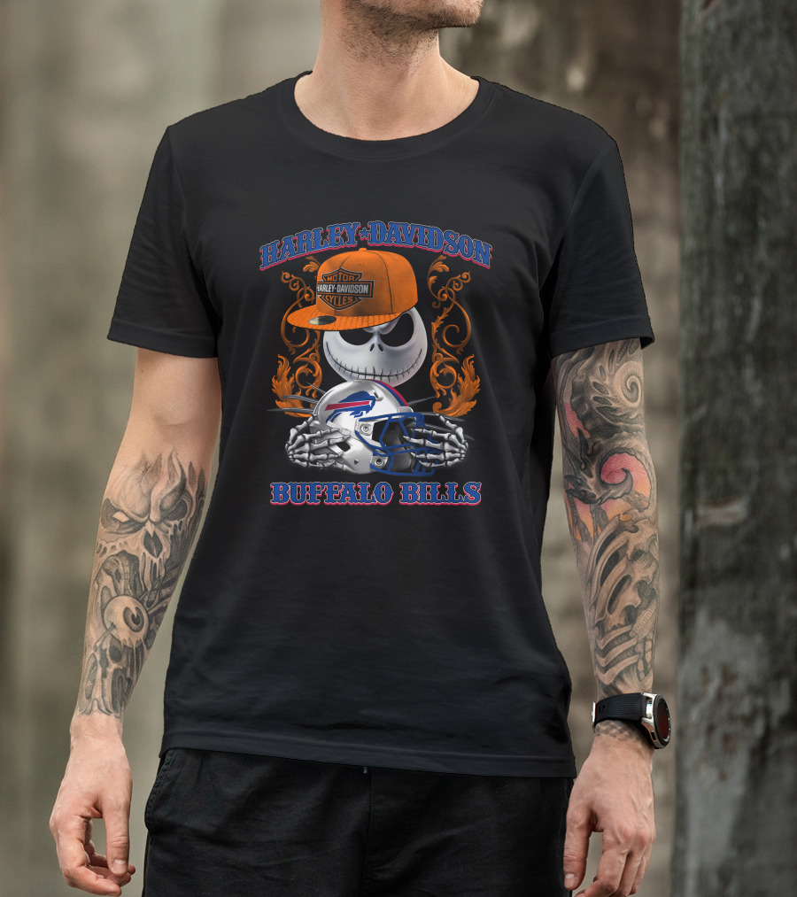 Harley Davidson Buffalo Bills Jack Skellington Nfl T-Shirt