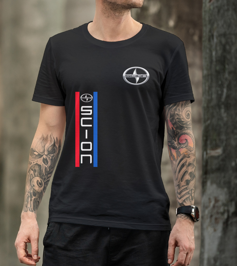 Scion Logo Vertical Red Blue Stripe T-Shirt