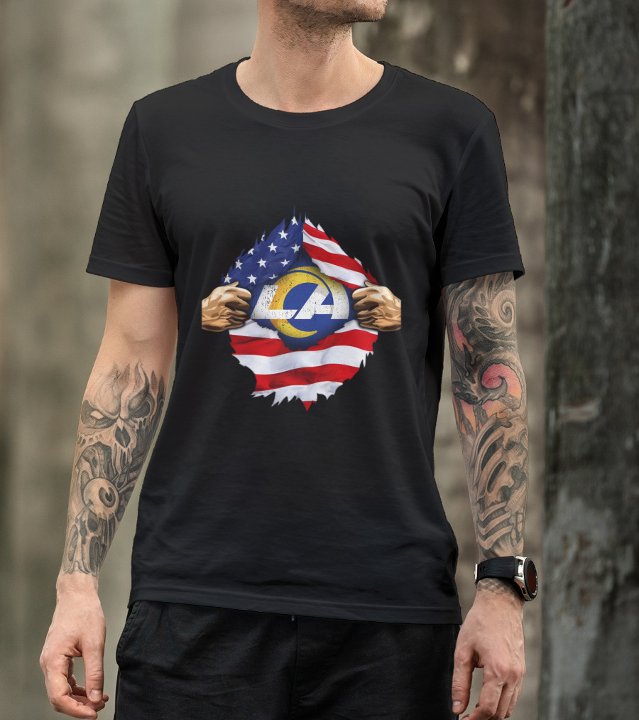 LA Rams American Flag Tear T-Shirt