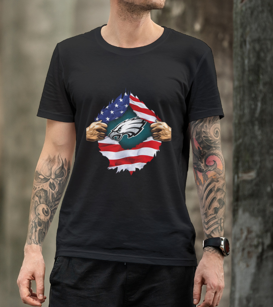Philadelphia Eagles American Flag Rip T-Shirt