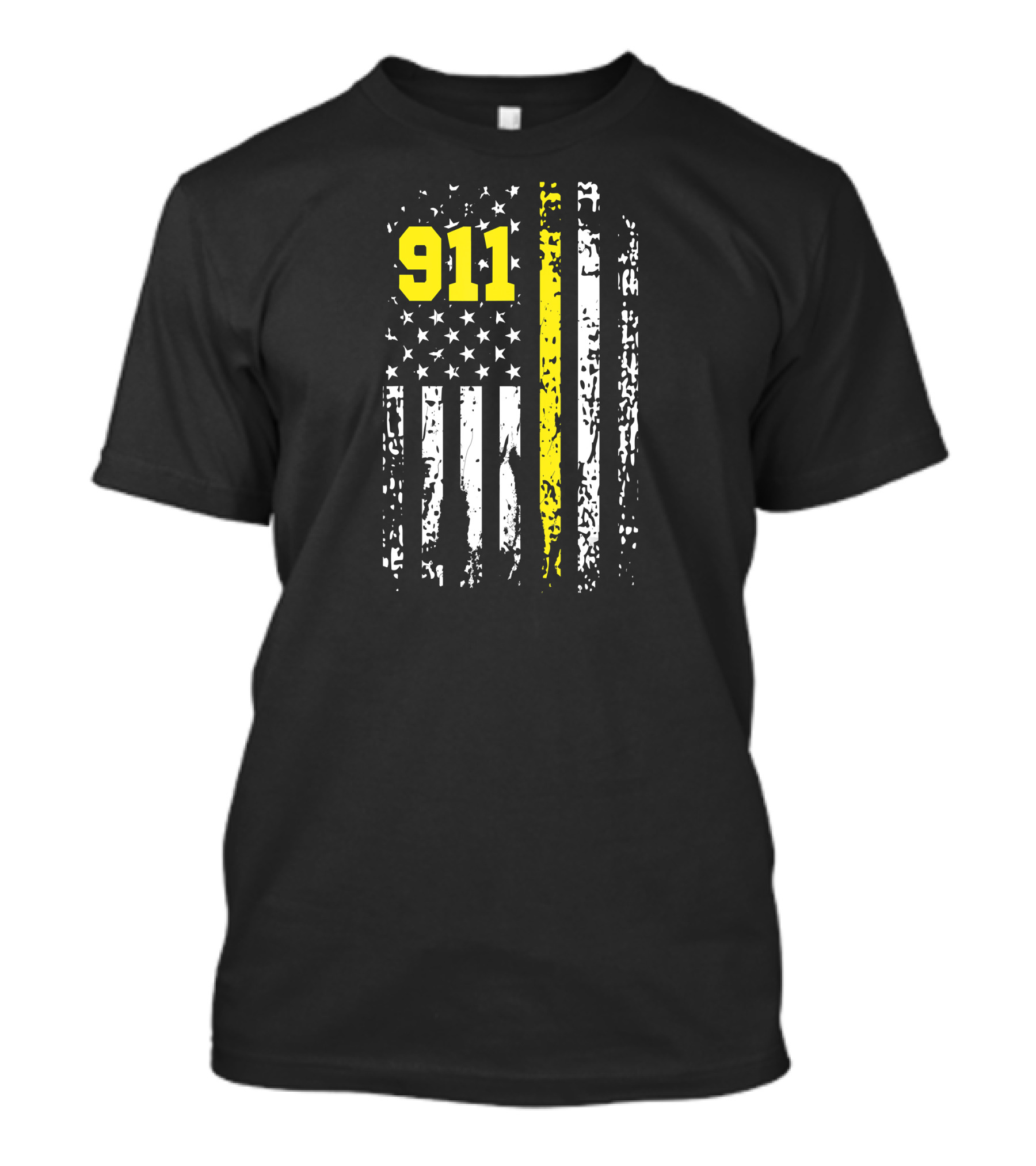 911 Dispatcher USA First Responder American Flag Thin Gold Line T-Shirt