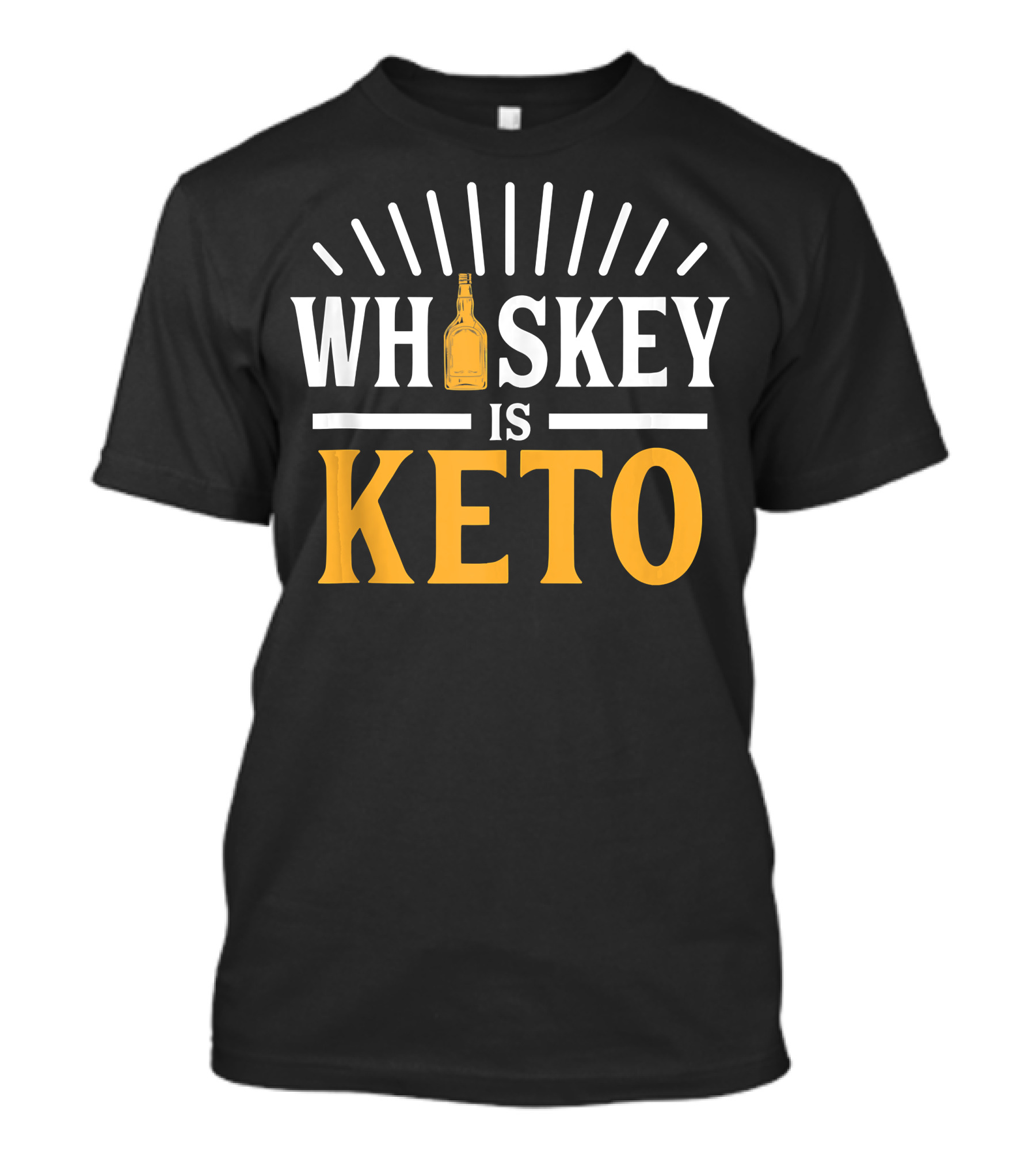 WHISKEY IS KETO Bold Typography Design With Bottle T-Shirt