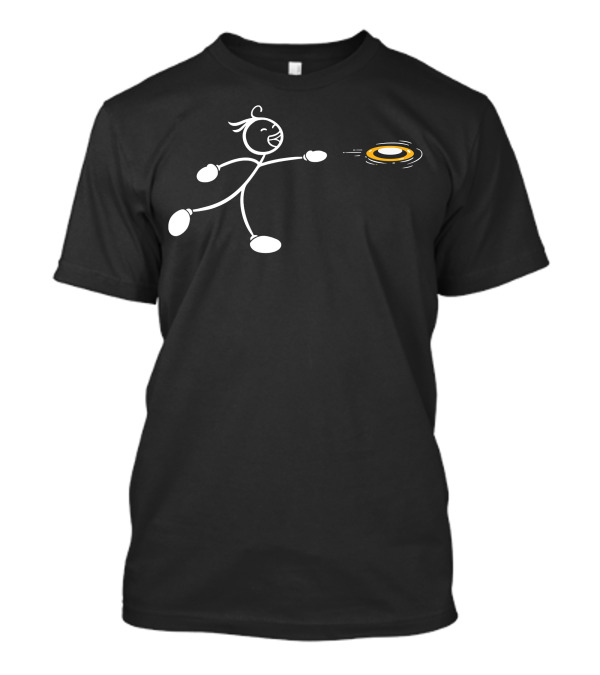 Stick Figure Throwing Funny Disc Golf Frisbee T-Shirt