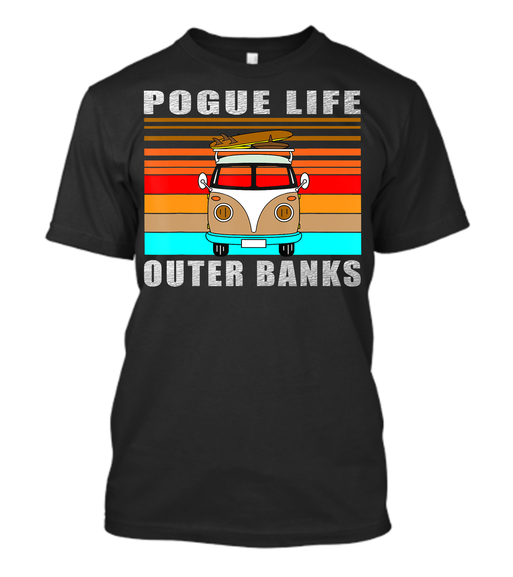 Pogue Life Outer Banks Surf Van Vintage Stripes T-Shirt