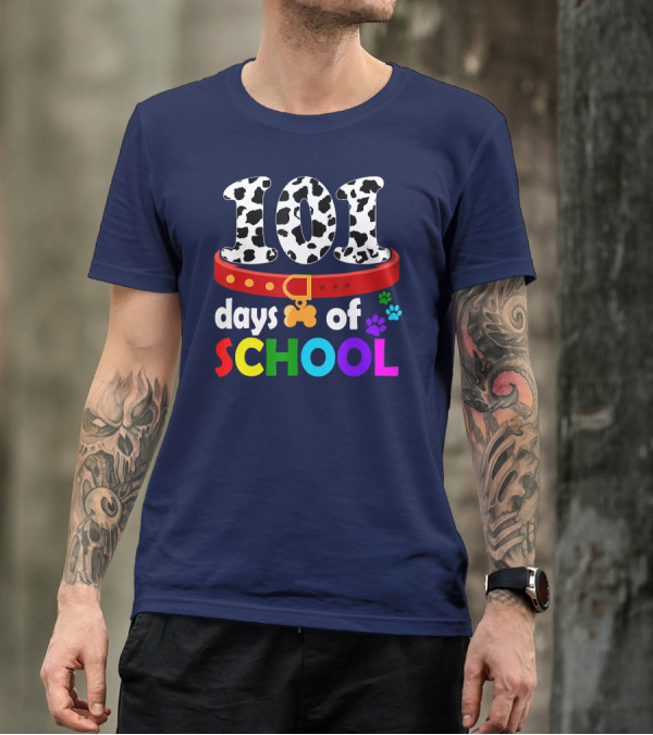 101 Days Of School Dalmatian Dog Teacher Pawprints T-Shirt