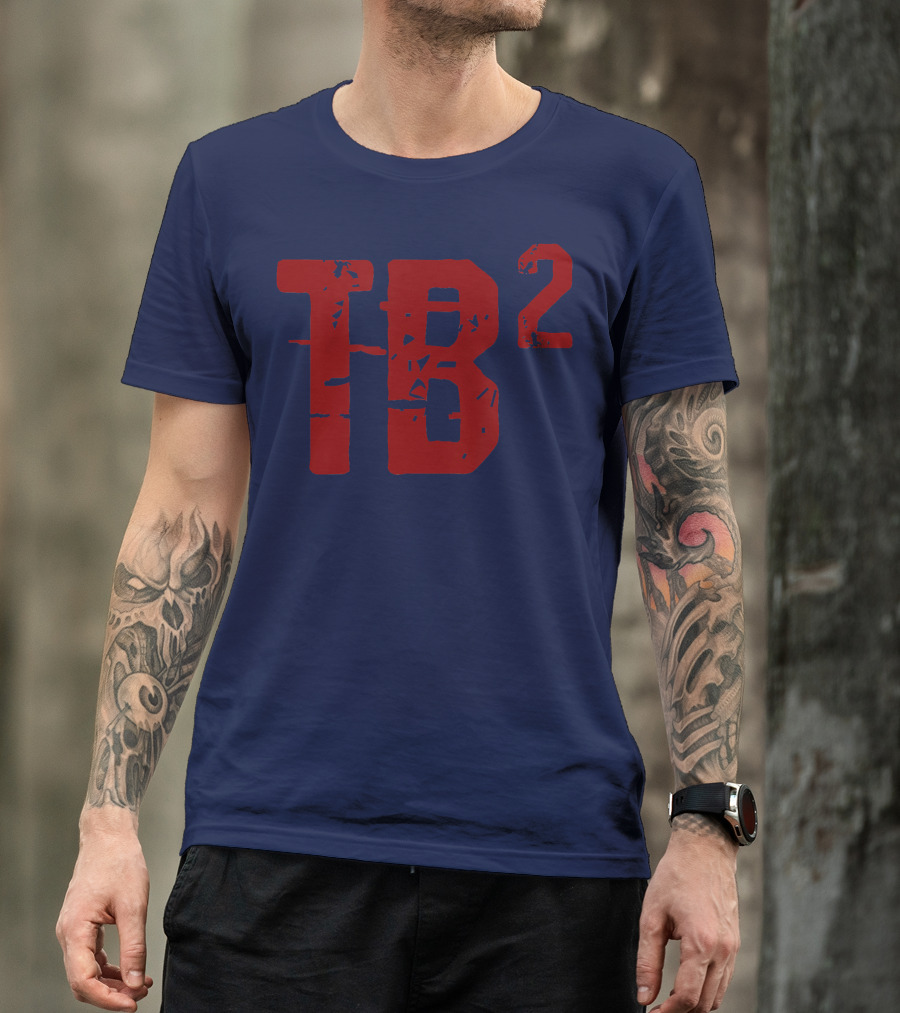 TB Squared TB2 Fan Navy Red Bold Lettering T-Shirt