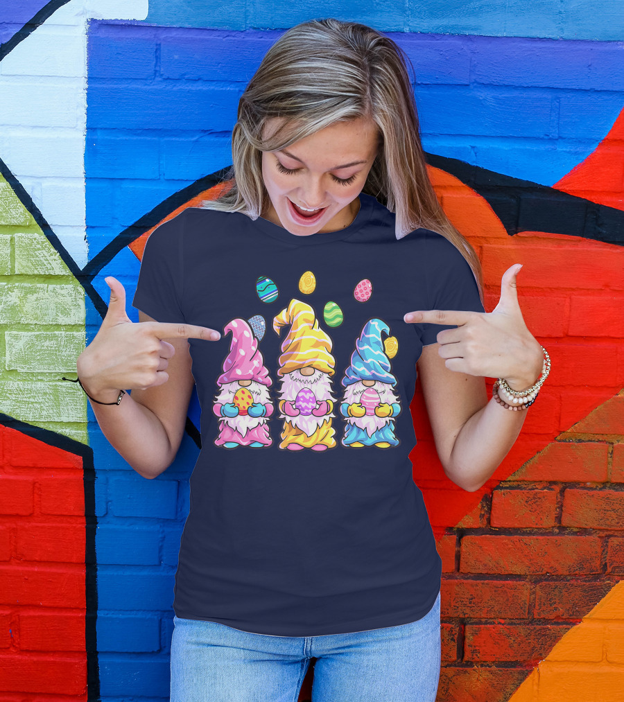 Gnome Easter Outfit With Colorful Eggs And Gnomes T-Shirt