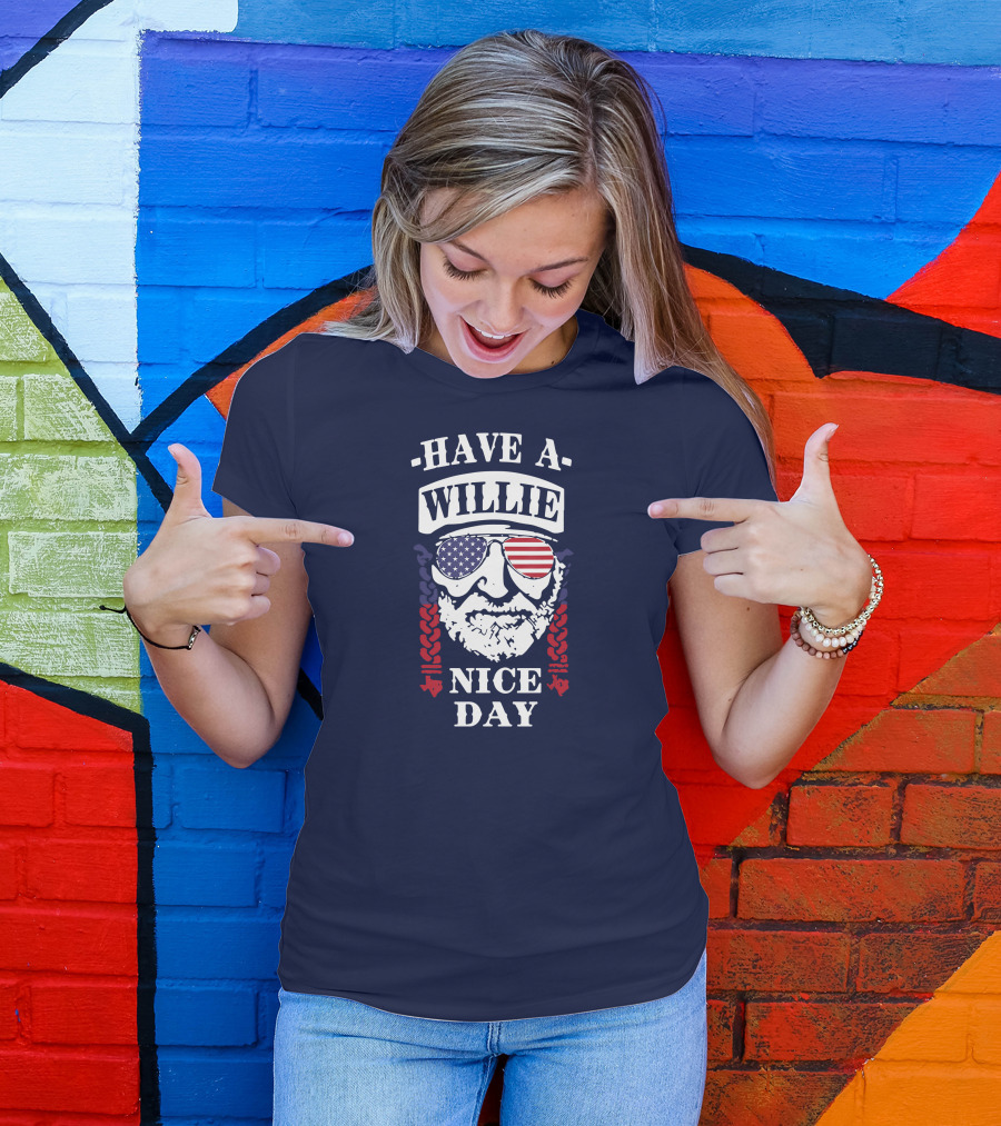 Have A Willie Nice Day American Flag Sunglasses T-Shirt