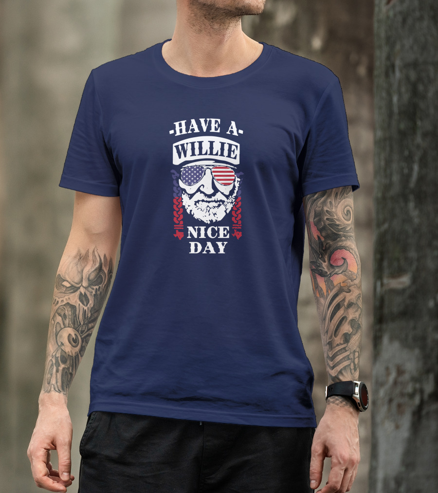 Have A Willie Nice Day American Flag Sunglasses T-Shirt