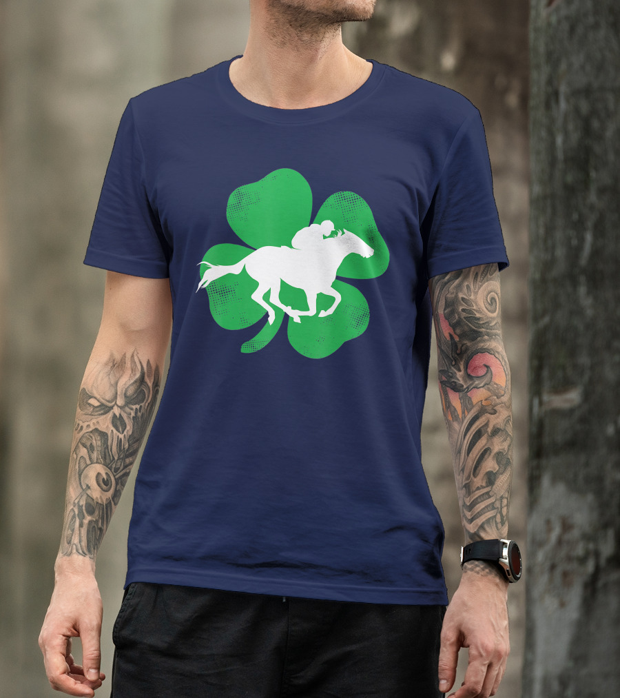 St Patrick's Day Shamrock With Horse Racing T-Shirt