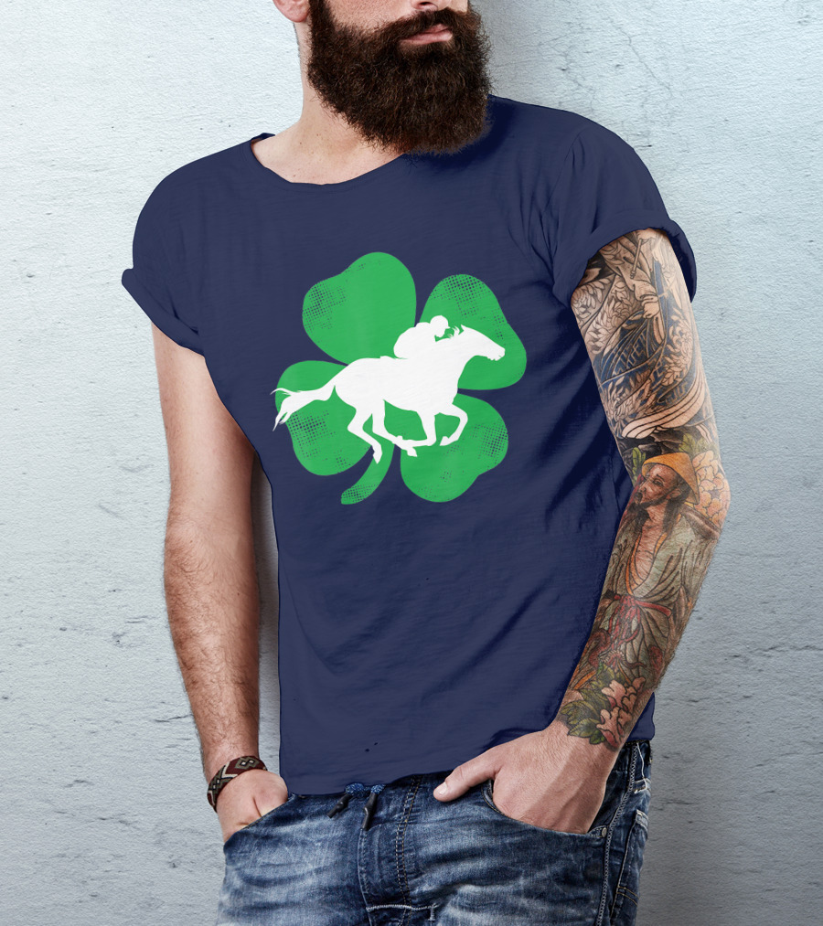 St Patrick's Day Shamrock With Horse Racing T-Shirt