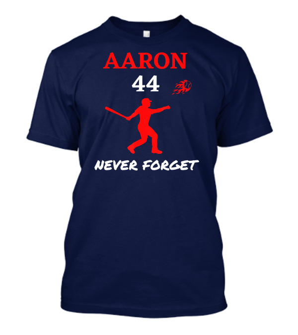 Aaron 44 Never Forget Baseball Jersey Hank HOF Milwaukee Atlanta Outfield T-Shirt