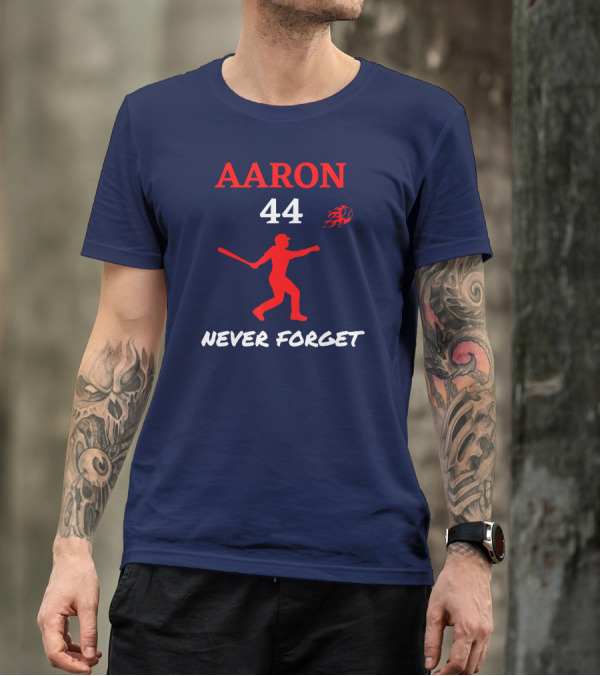 Aaron 44 Never Forget Baseball Jersey Hank HOF Milwaukee Atlanta Outfield T-Shirt
