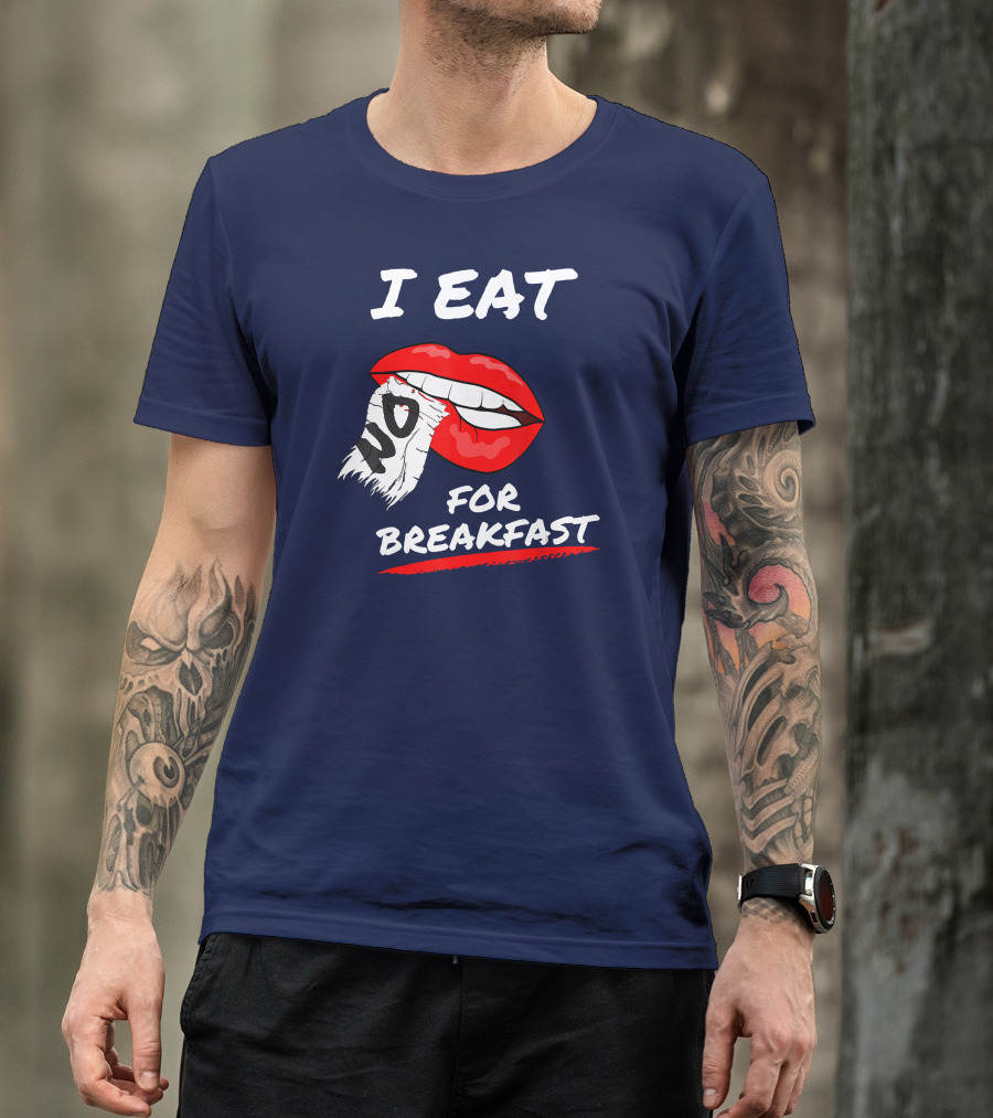 I EAT NO FOR BREAKFAST Lips With Torn Letter T-Shirt