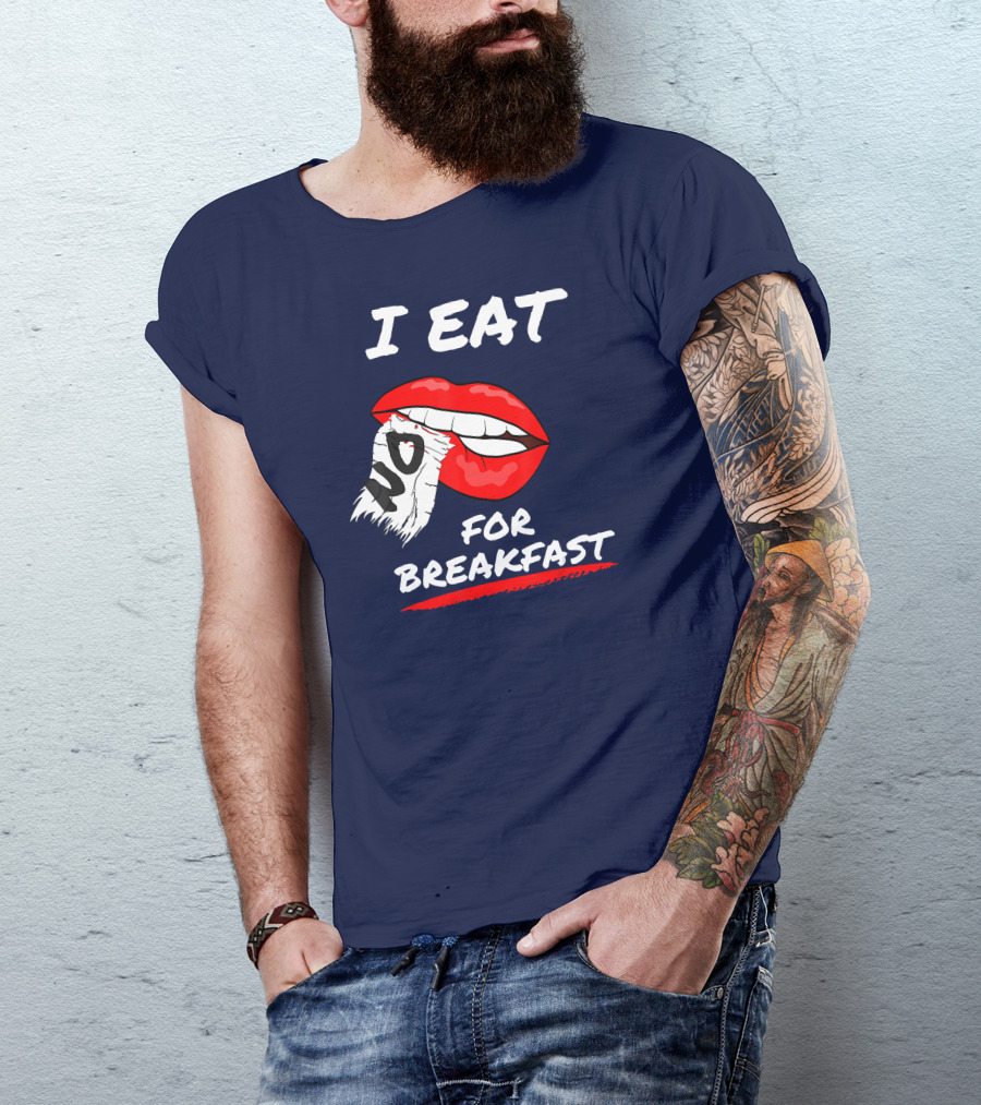 I EAT NO FOR BREAKFAST Lips With Torn Letter T-Shirt