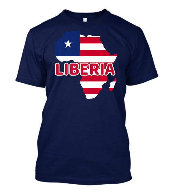 Liberia Map With Liberian Flag On Africa Background T-Shirt