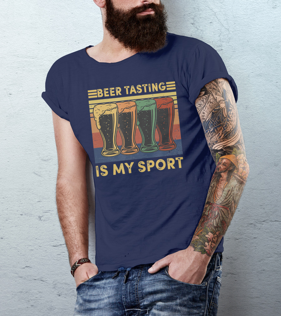 Beer Tasting Is My Sport Retro Styled Four Beers T-Shirt