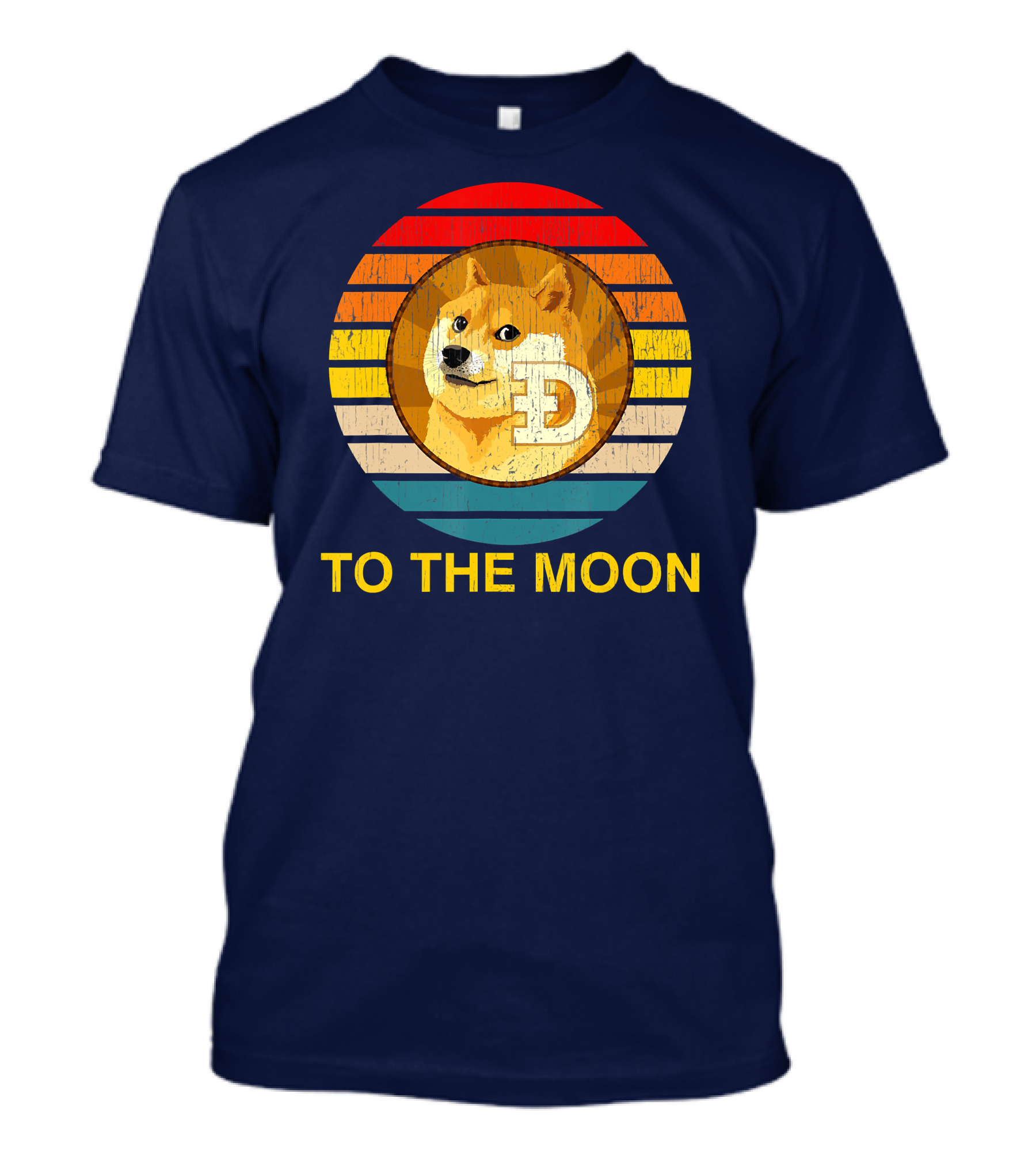 Dogecoin To The Moon Vintage Sunrise Doge Retro Circle T-Shirt