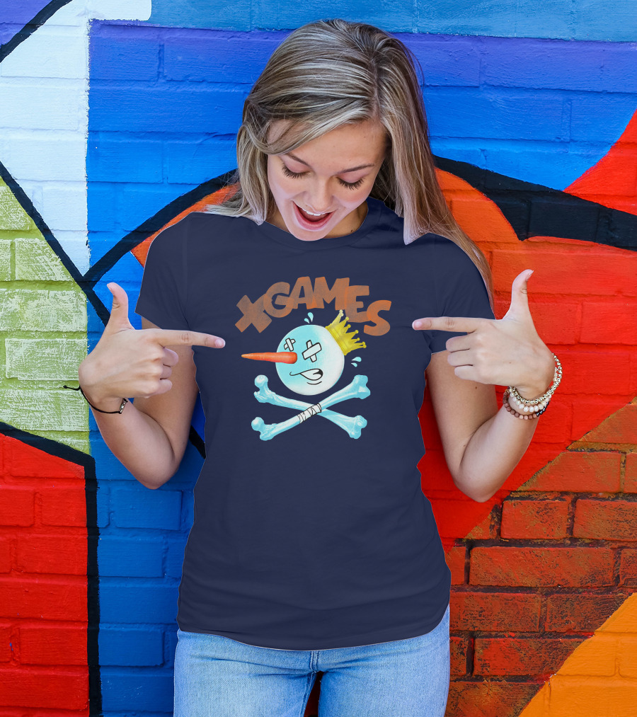 X Games Aspen Bones Snowman With Crown And Crossbones T-Shirt