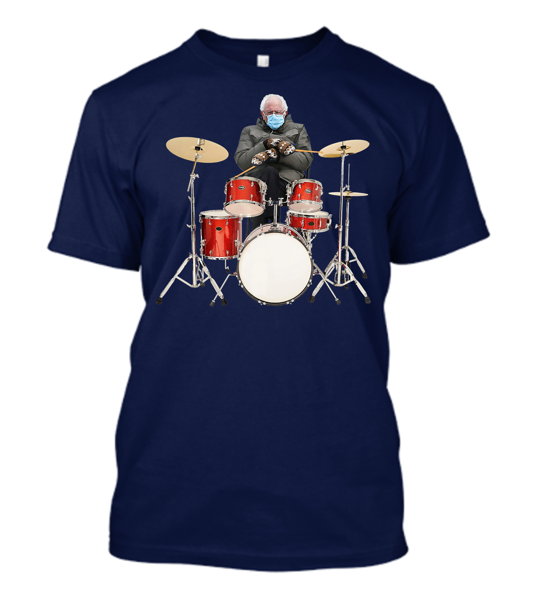 Funny Bernie Sanders Drum Mittens Sitting Playful Meme T-Shirt